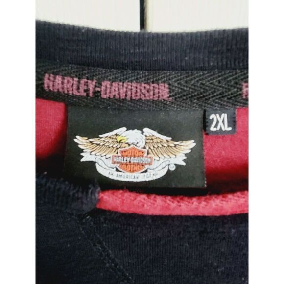 Harley Davidson 2X Men's Sweatshirt 2XL Black Pullover Long Sleeve Embroidered - Picture 4 of 5